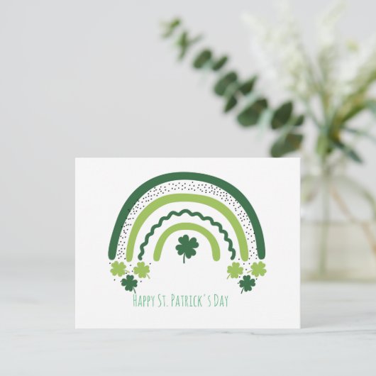 St. Patrick's Rainbow Happy Whimsical Shamrock Briefkaart (Staand voorkant)