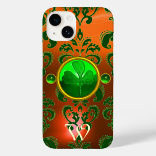 ST PATRICK'S SHAMROCK ORANJE GREEN DAMASK MONOGRAM Case-Mate iPhone 14 HOESJE