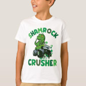 St. Patrick's T. rex Monster Truck Shamrock T-shirt (Voorkant)