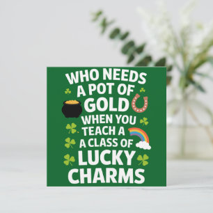 St Patricks Teacher Lucky Charm Clover Iers  Kaart