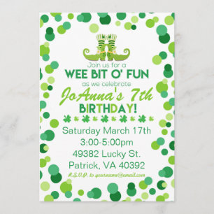 St. Patrick's thema verjaardagsfeestje uitnodiging