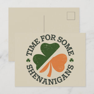St. Patrick's Tijd voor wat kattenkwaad Klaver  Briefkaart