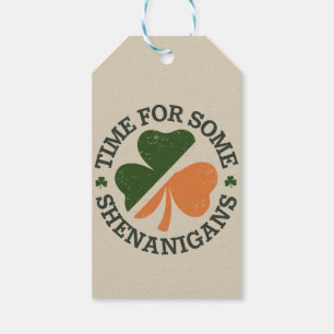 St. Patrick's Tijd voor wat kattenkwaad Klaver Cadeaulabel