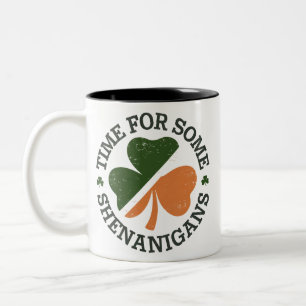 St. Patrick's Tijd voor wat kattenkwaad Klaver Tweekleurige Koffiemok