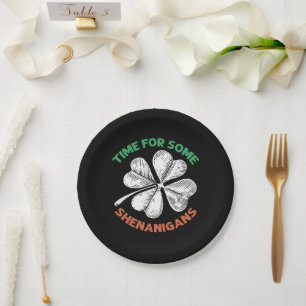St. Patricks Tijd voor wat Schelmenstreken Klaver Papieren Bordje