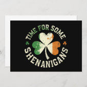 St. Patrick's Time for some Shenanigans Clover Fun Kaart (Voorkant / Achterkant)