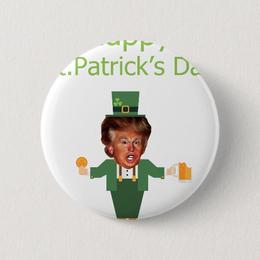 st patricks trump leprechaun ronde button 5,7 cm (Voorkant)