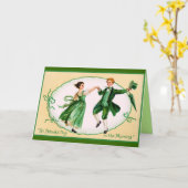 St. Patricks  wenskaart - Paar dansen Kaart (Gele Bloem)