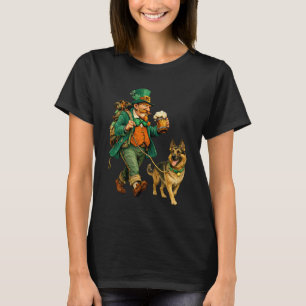 St. Patricku2019s Dag Leprechaun met Bier Duitse T-shirt