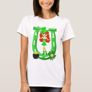 St. Pat's Day Redhead Girl Leprechaun T-shirt