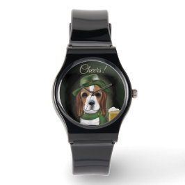 St. Patty Beagle Dog Horloge