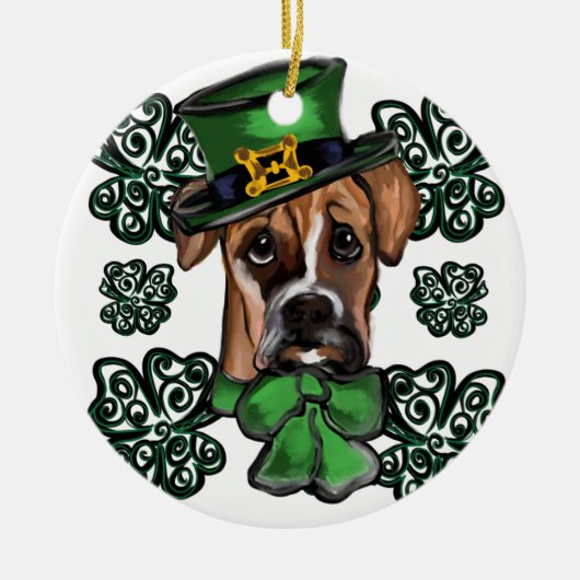 St. Patty Boxer Dog Keramisch Ornament (Voorkant)