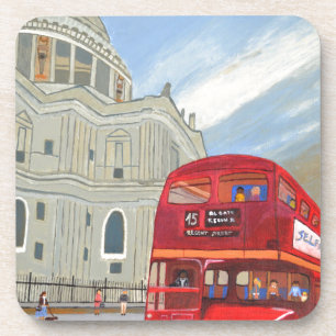 St.Paul Cathedral en London Bus Onderzetter