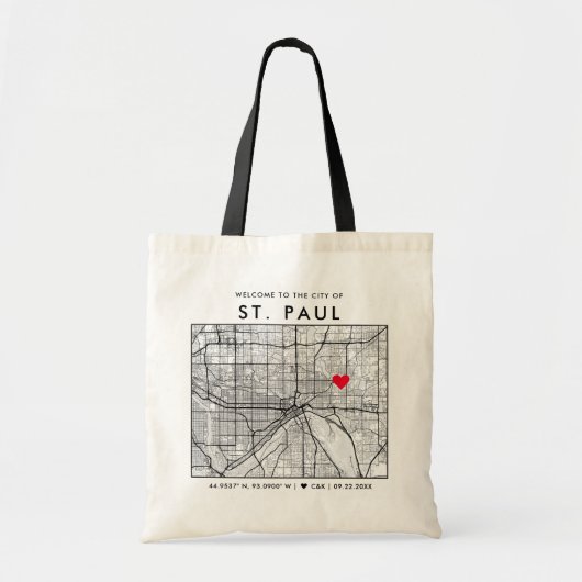 St. Paul Love Locator | Stadsplattegrond Bruiloft Tote Bag (Voorkant)