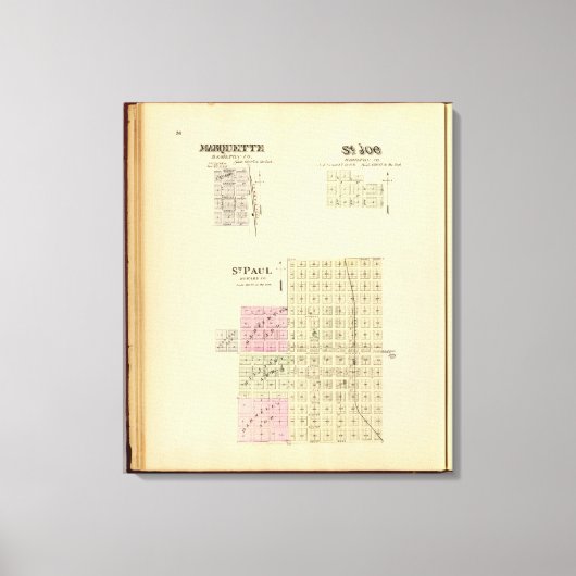 St. Paul, Marquette en St. Joe, Nebraska Canvas Afdruk (Voorkant)