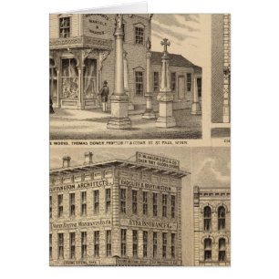 St. Paul, Minneapolis, Minnesota Lithografenkaart