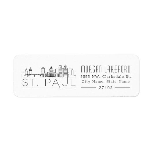 St. Paul, Minnesota gestileerde skyline Etiket (Voorkant)