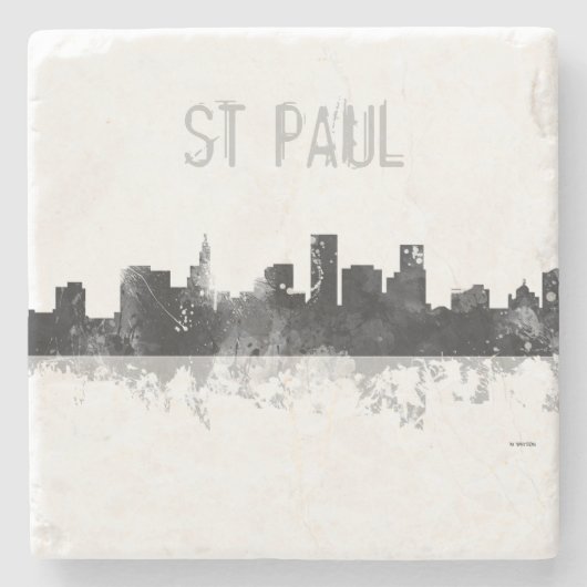ST PAUL, MINNESOTA SKYLINE STENEN ONDERZETTER (Voorkant)