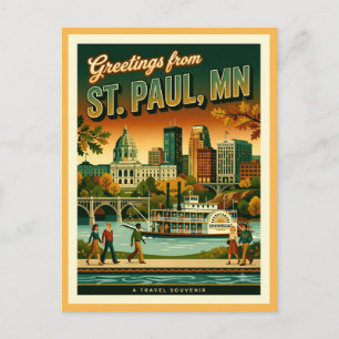 St Paul MN Groeten Retro 1970s Cool Briefkaart