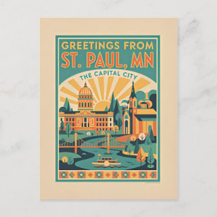 ST PAUL MN Hoofdstad Retro Reizen Briefkaart