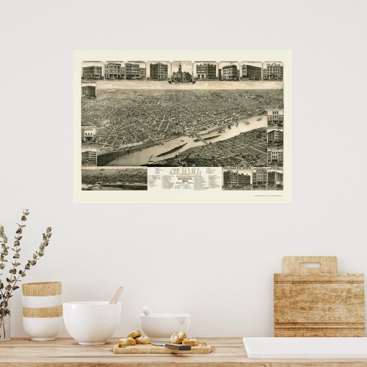 St. Paul, MN Panoramic Map - 1883 Poster (Keuken)
