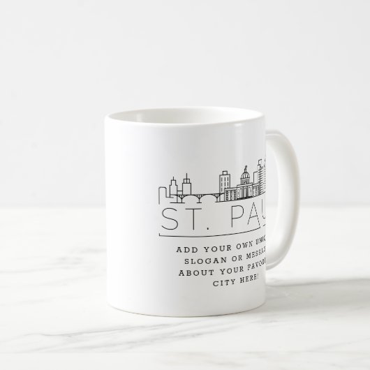 St. Paul Stylized Skyline | Aangepaste slogan Koffiemok (Voorkant rechts)
