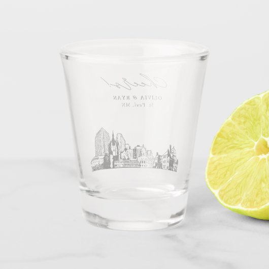 St. Paul Trouwgunst Gepersonaliseerde Proost Shot Glas (Achterkant)