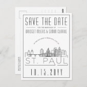 St. Paul Wedding | Gestileerde skyline De datum op Briefkaart (Voorkant / Achterkant)