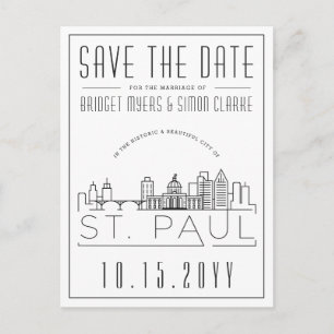 St. Paul Wedding   Gestileerde skyline De datum op Briefkaart