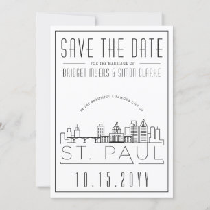 St. Paul Wedding Gestileerde skyline De datum op Kaart