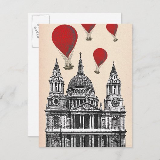 St Pauls Cathedral en Red Hot Air-ballonnen Briefkaart (Voorkant / Achterkant)