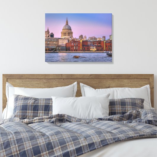 St Paul's Cathedral in de schemering, Londen UK Canvas Afdruk (Insitu (Slaapkamer))