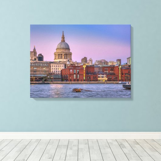 St Paul's Cathedral in de schemering, Londen UK Canvas Afdruk (Insitu (Houten vloer))