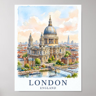 St Paul's Cathedral Londen Aquarel Reis Kunst Poster