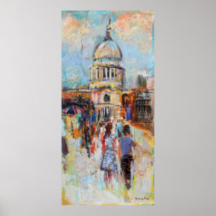 St Paul's van de Millenniumbrug Poster