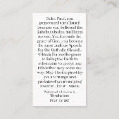 St. Paulus gebedsgebed Kaart Contactkaartje (Achterkant)