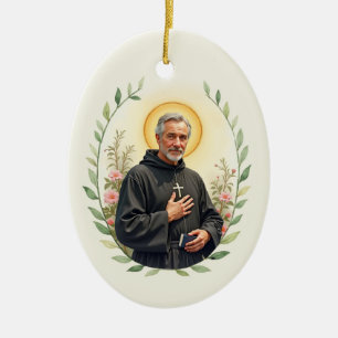 St Peregrine Aquarel Heilige Portret Keramisch Ornament