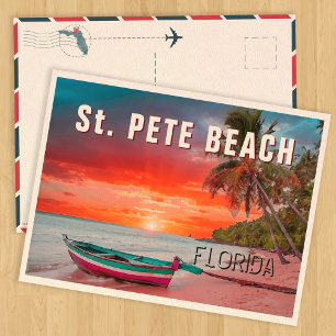 St. Pete Beach Florida Palm Tree Beach Vintage Briefkaart