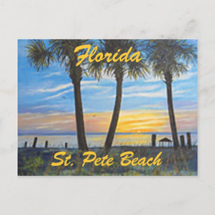 "ST. PETE BEACH FLORIDA PALMS POSTCARD" CARTE POST