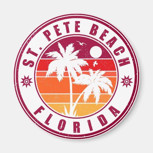 St. Pete Beach Florida Retro Palm Tree 60's Magneet (Voorkant)
