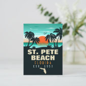 St. Pete Beach Florida Retro Sunset Palm Tree 60's Briefkaart (Staand voorkant)