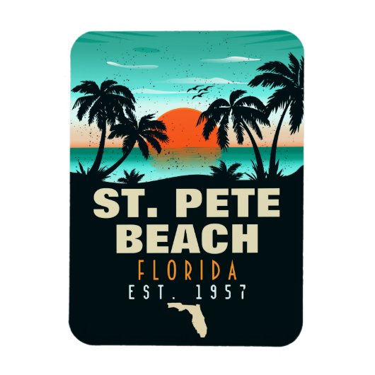 St. Pete Beach Florida Retro Sunset Palm Tree 60's Magneet (Verticaal)