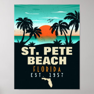 St. Pete Beach Florida Retro Sunset Palm Tree 60's Poster