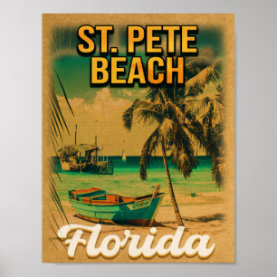St. Pete Beach Florida Souvenir  Palm Trees Poster