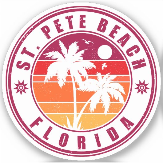 St. Pete Beach Florida Souvenir  Palm Trees Sticker (Voorkant)