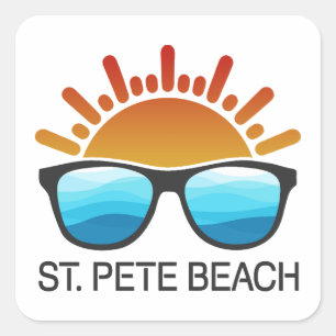 St. Pete Beach Florida Zonnebril Vierkante Sticker