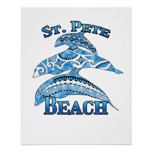 St. Pete Florida Beach Vacation Tribal Dolphins Perfect Poster