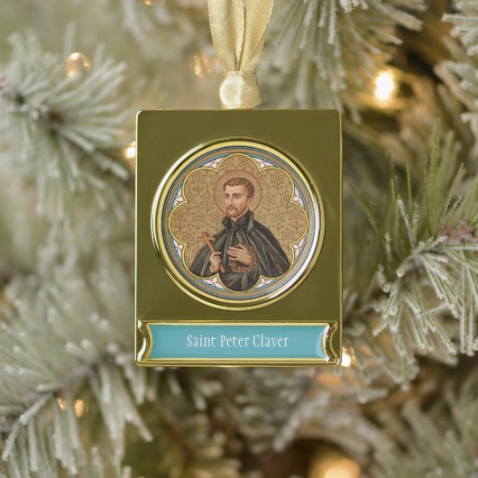 St. Peter Claver (BK 058) Verguld Banner Ornament (Boom)