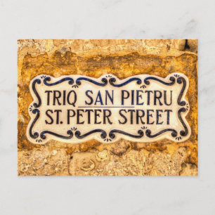 St. Peter Street Sign Malta Briefkaart