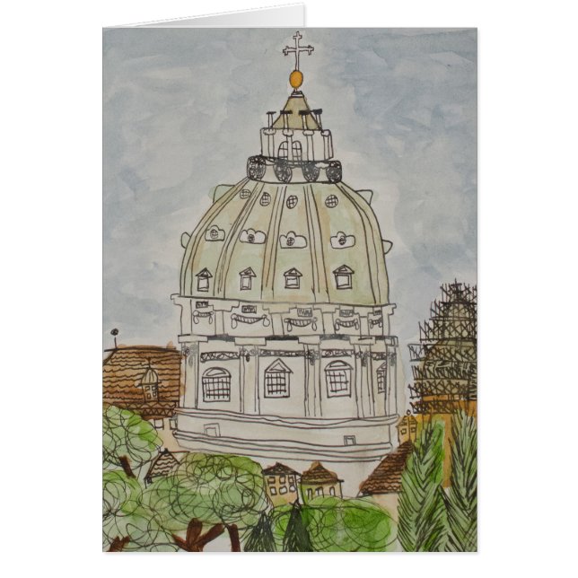 St. Peter's Dome, Rome, Wenskaart Italië (Voorkant)